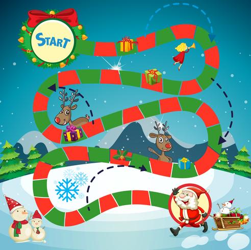 Game template with Santa and reindeers vector