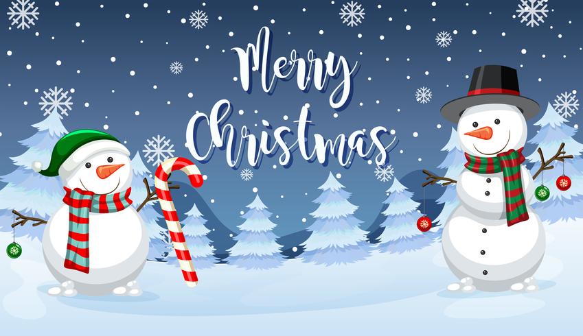 Merry Christmas snowman card vector