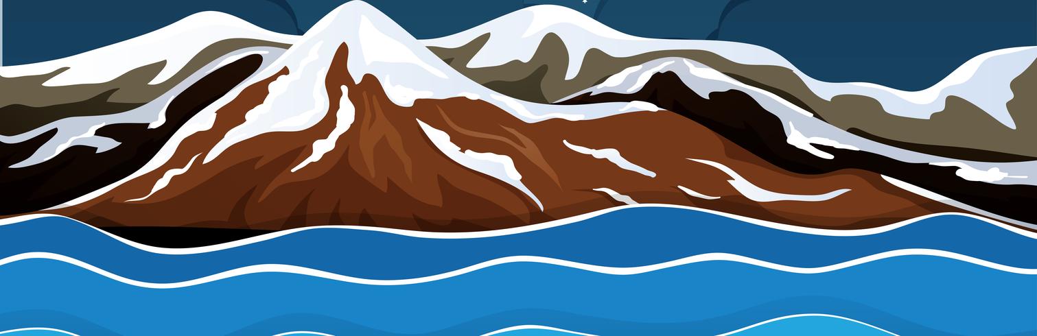 Un paisaje montañoso de nieve. vector