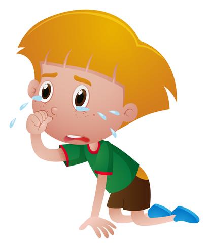 Niño llorando con lágrimas vector