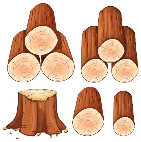 Piles of firewood and stump tree vector