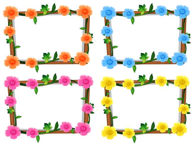 Four design of frames with flowers