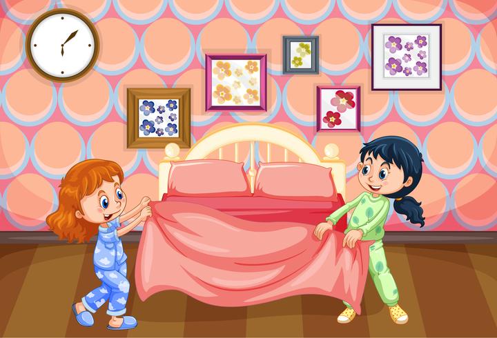 Sister Bedding in the Morning vector