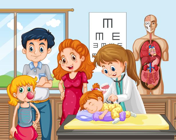 A Doctor Checking Up a Baby vector