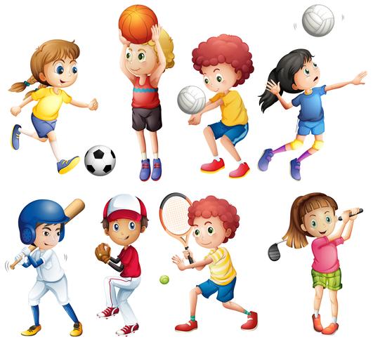 Niños y deportes vector