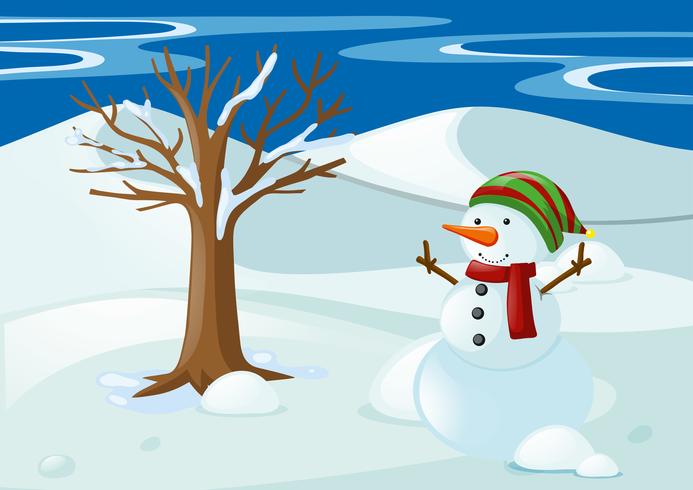Snowman with hat and scarf vector