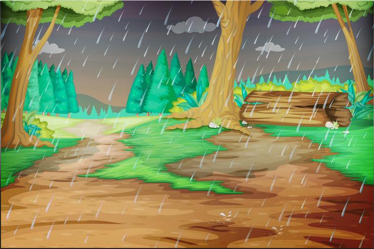 Park scene on rainy day vector