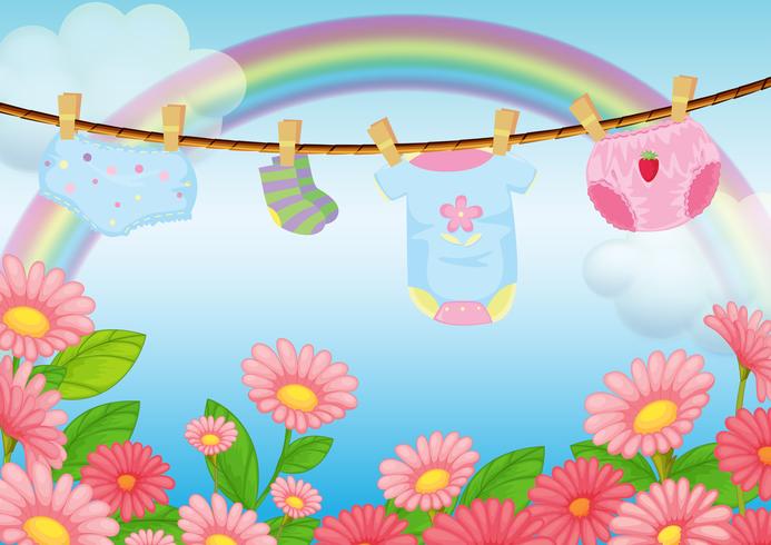 Infant clothes near the garden vector