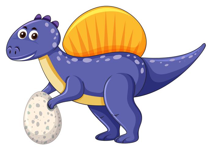 A spinosaurus dinosaur holding egg vector