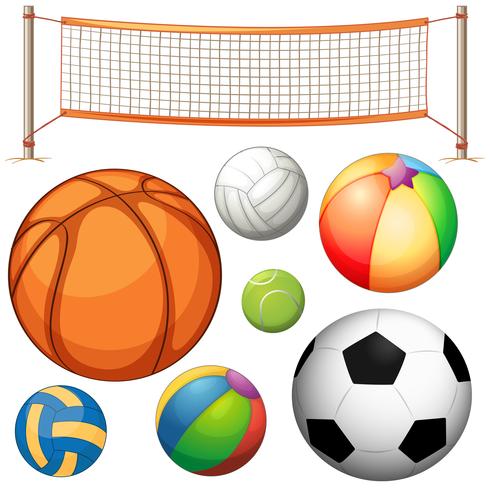 Set of different balls and net vector