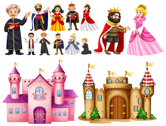 Royal palace and different characters vector
