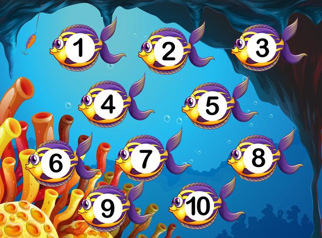 Counting fish number underwater vector