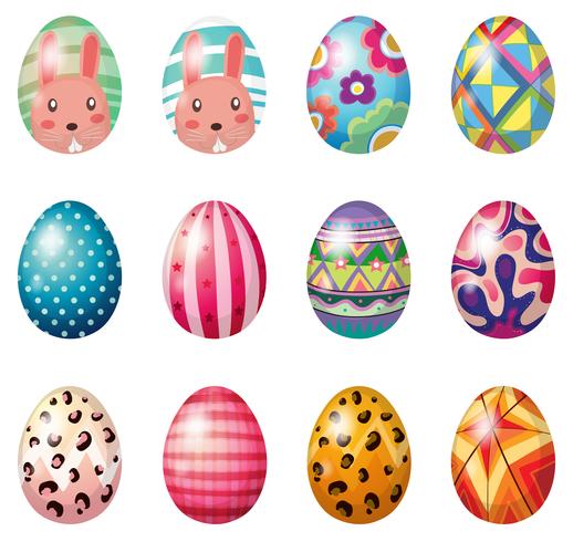 Huevos de Pascua con diseños coloridos. vector