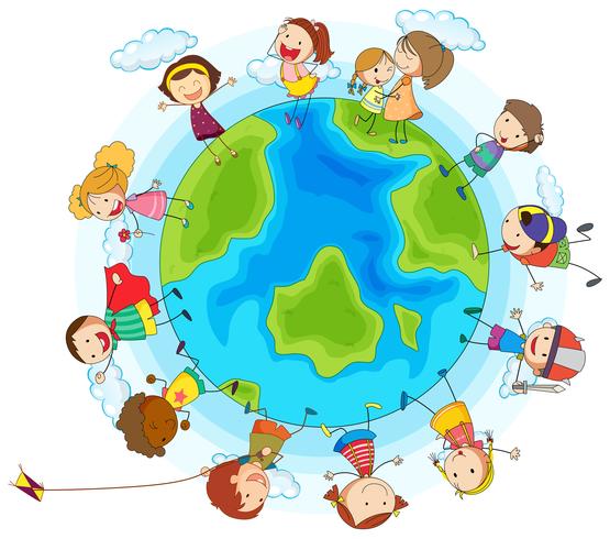 Many children around the world vector