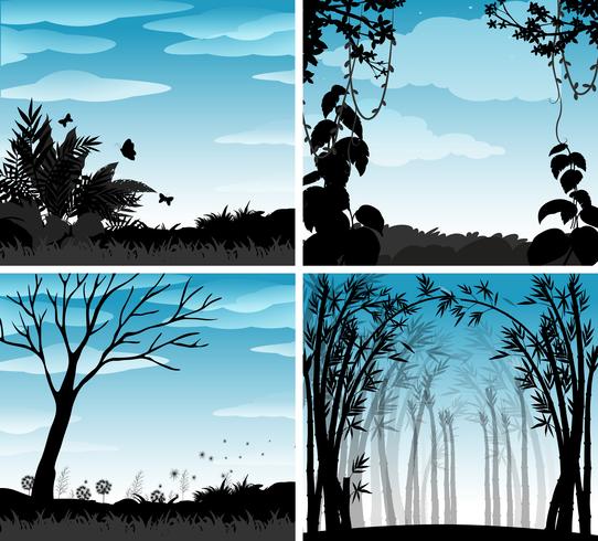 Silhouette scene of nature vector