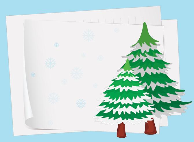 paper sheets and a christmas tree vector