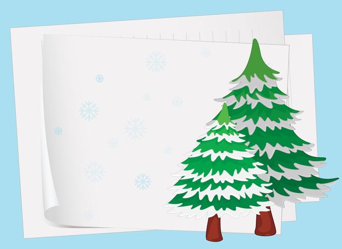 hojas de papel y un arbol de navidad vector