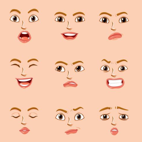 Facial expressions for female character vector