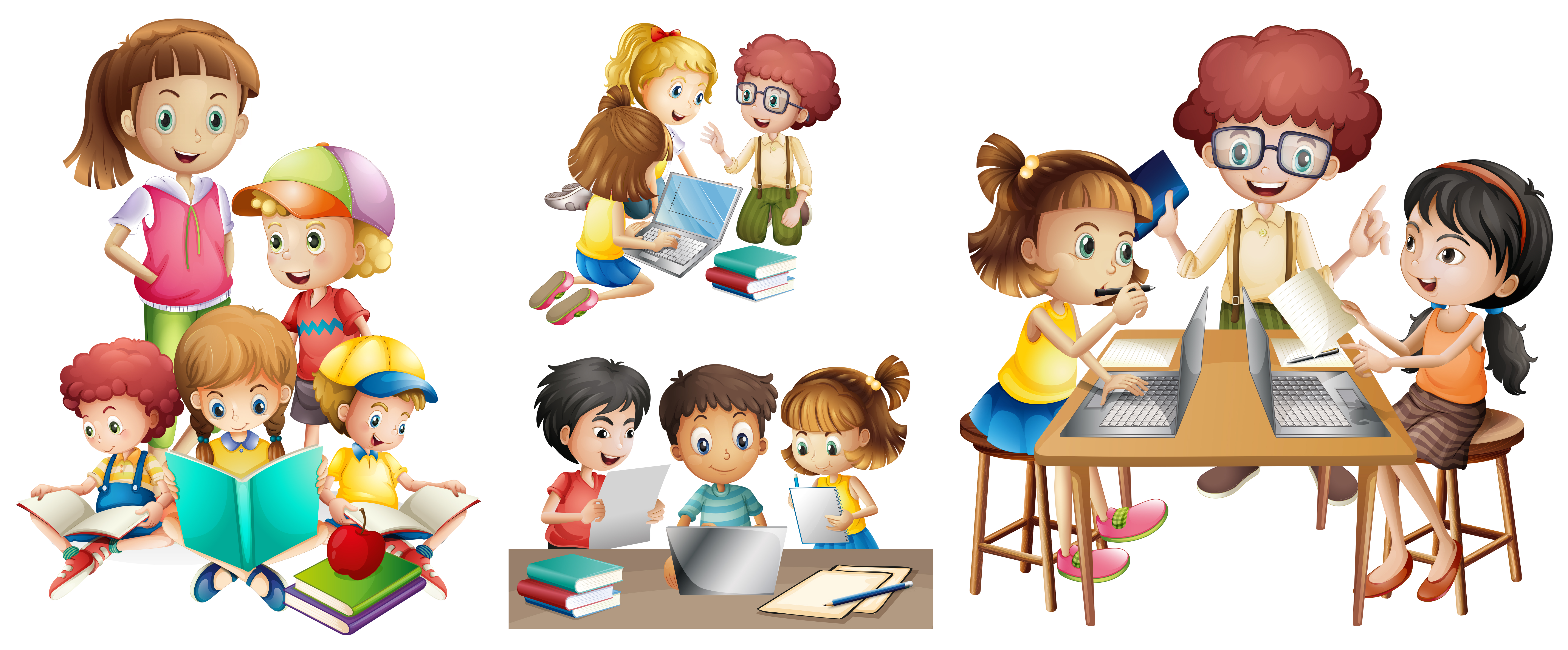 many children doing different activities download free vectors