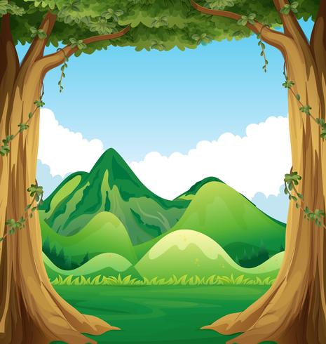 Nature scene with hills background vector