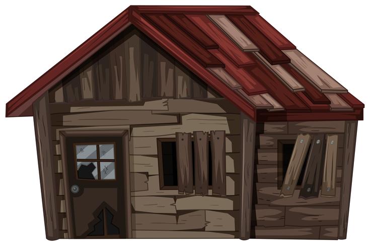 Wooden house with very bad condition vector