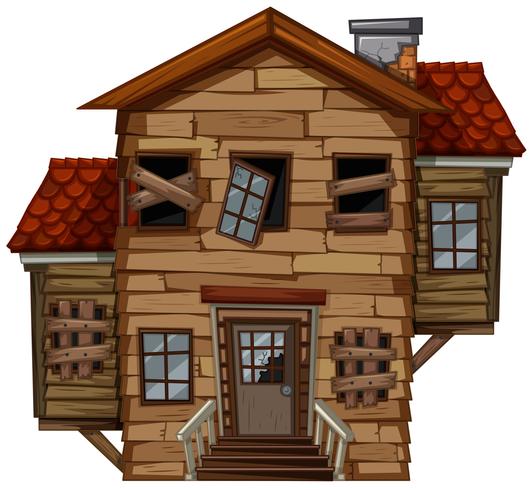 Wooden house with bad condition vector