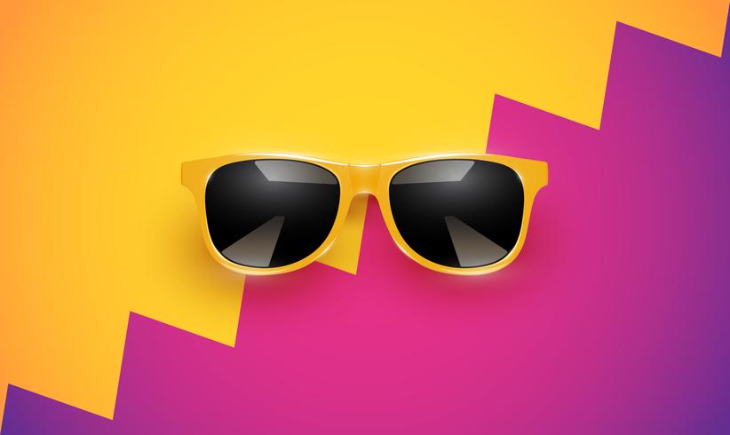 Realistic vector sunglasses on a colorful background, vector illustration