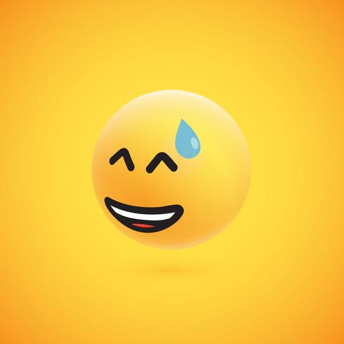 Lindo emoticon amarillo 3D altamente detallado para web, ilustración vectorial vector