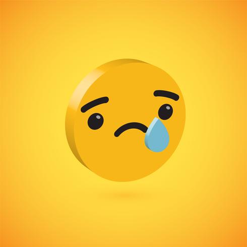 Yellow high detailed 3D disc emoticon, vector illustration