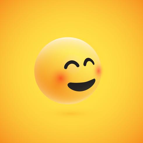 Cute high-detailed yellow 3D emoticon for web, vector illustration