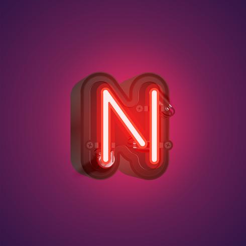 Realistic neon character from a set with console, vector illustration