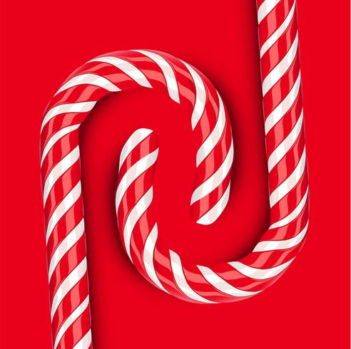 High detailed red candy cane, vector illustration