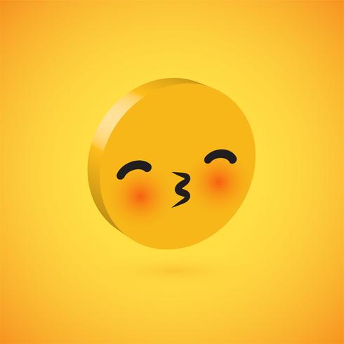 Emoticon de disco 3D alto detallado amarillo, ilustración vectorial vector