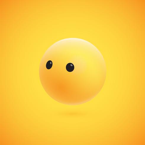 Cute high-detailed yellow 3D emoticon for web, vector illustration