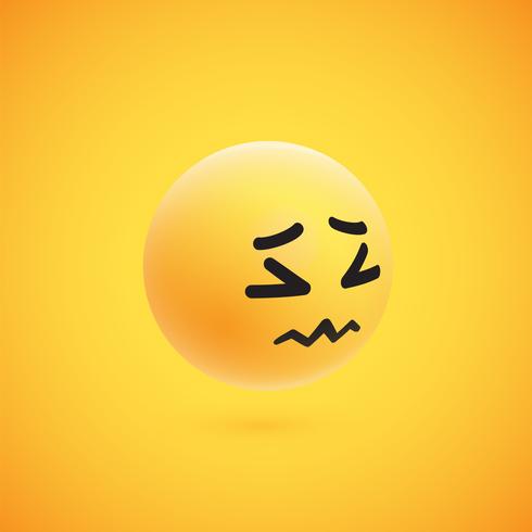 Cute high-detailed yellow 3D emoticon for web, vector illustration