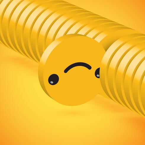 Yellow high detailed 3D disc emoticon selected, vector illustration