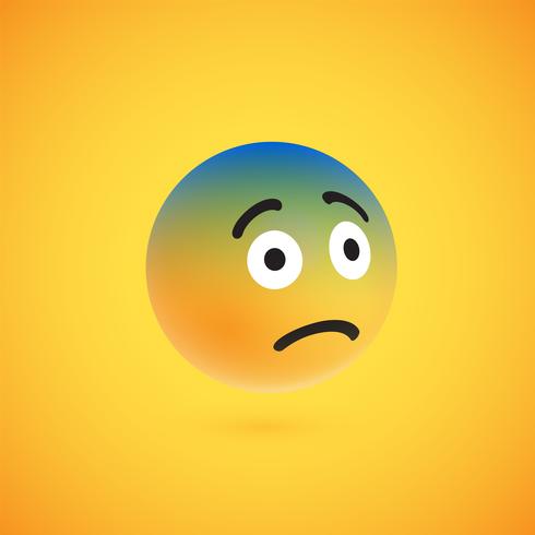 Cute high-detailed yellow 3D emoticon for web, vector illustration