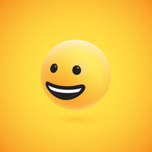 Cute high-detailed yellow 3D emoticon for web, vector illustration