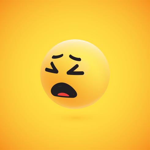 Cute high-detailed yellow 3D emoticon for web, vector illustration