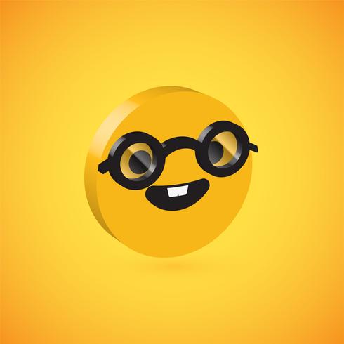 Emoticon de disco 3D alto detallado amarillo, ilustración vectorial vector