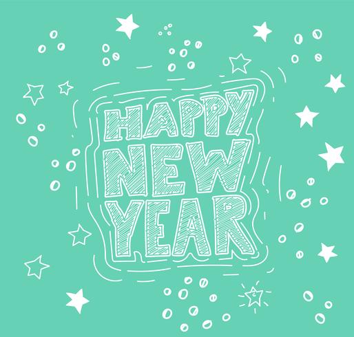 Handdrawn 'Happy New Year' illustration, vector