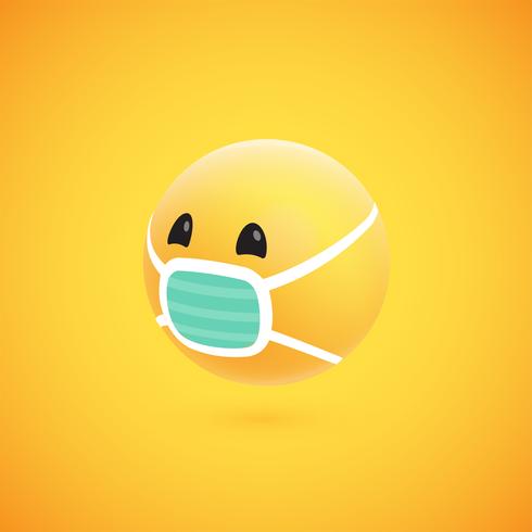 Cute high-detailed yellow 3D emoticon for web, vector illustration