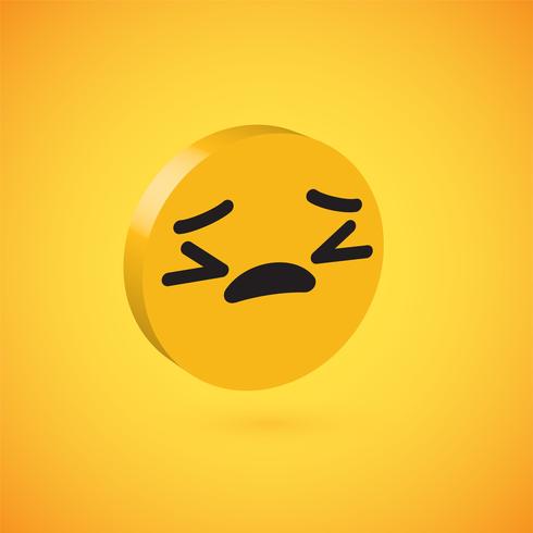 Emoticon de disco 3D alto detallado amarillo, ilustración vectorial vector