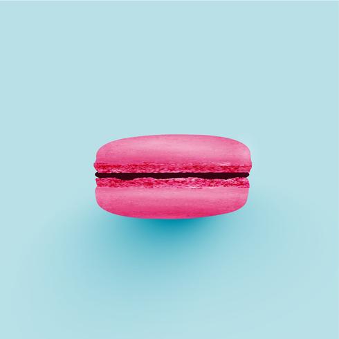 High detailed colourful macaron on blue background, vector illustration