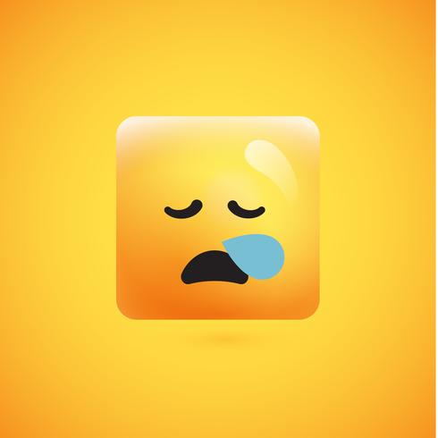 Alto detallado emoticon cuadrado amarillo sobre un fondo amarillo, ilustración vectorial vector