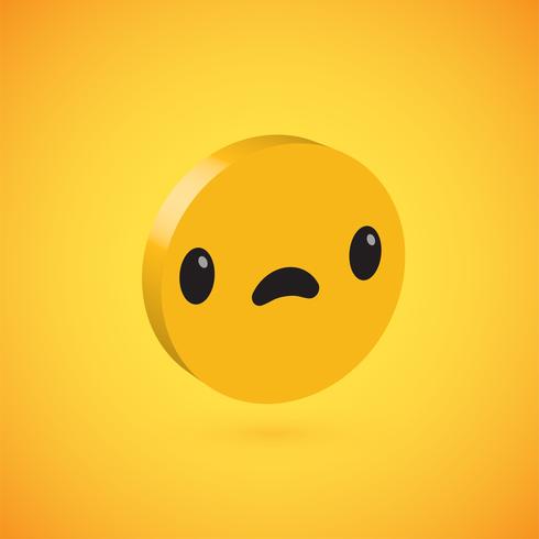 Yellow high detailed 3D disc emoticon, vector illustration