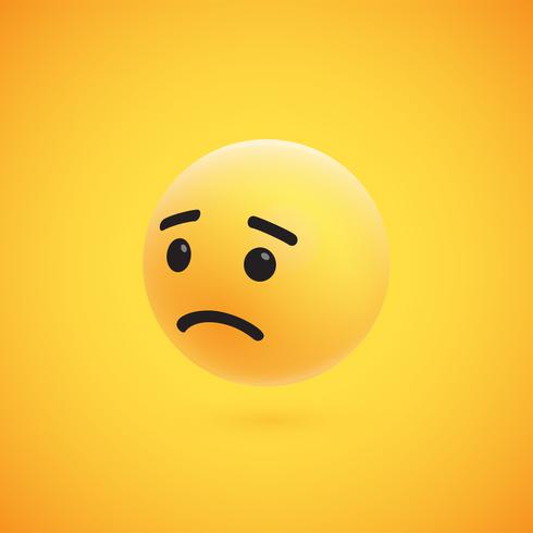 Cute high-detailed yellow 3D emoticon for web, vector illustration