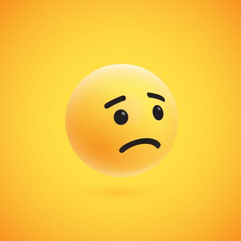 Cute high-detailed yellow 3D emoticon for web, vector illustration