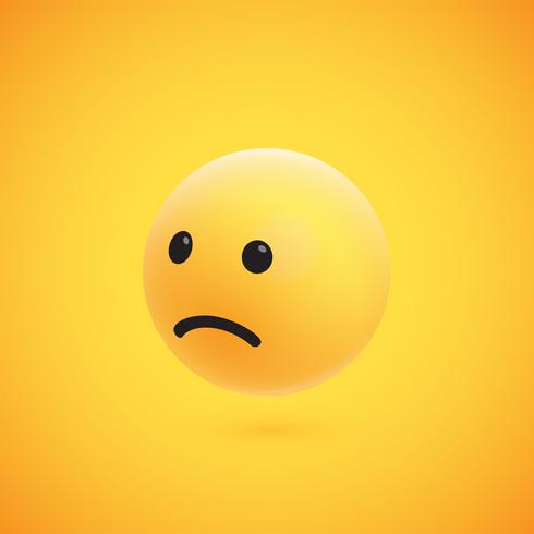 Cute high-detailed yellow 3D emoticon for web, vector illustration