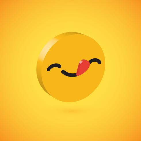 Emoticon de disco 3D alto detallado amarillo, ilustración vectorial vector